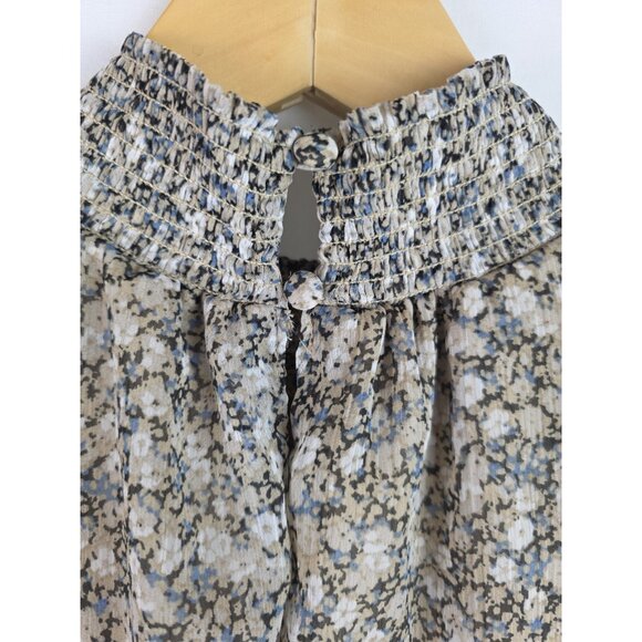 1.State Womens Dress Size Large Tan Floral Sleeveless High Neck Ruffle Lined - Picture 12 of 15